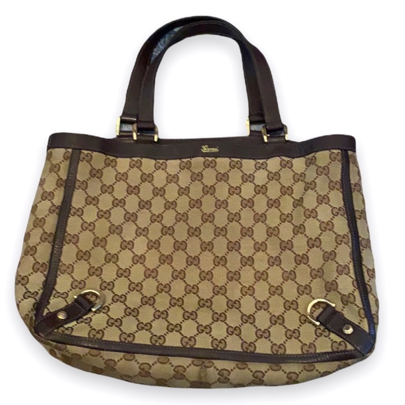Authentic Vintage Gucci GG Canvas Abbey Medium Tote Bag